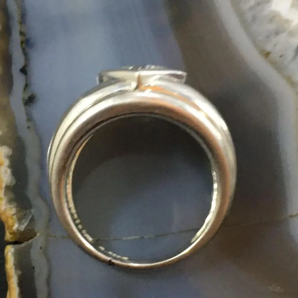 Carolyn Pollack Southwestern Style Sterling White Topaz Ring For Women Size 7.25